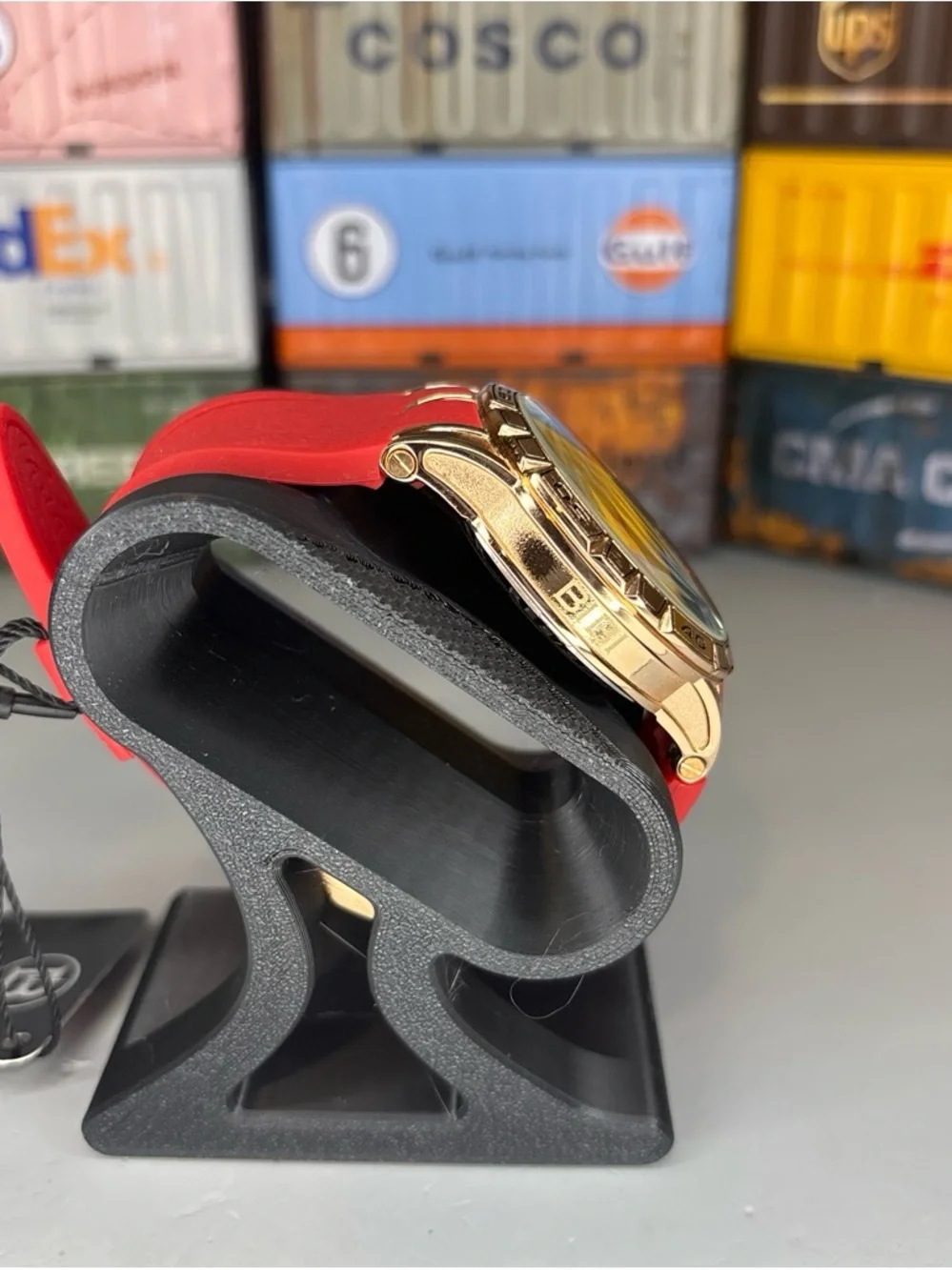 Skeleton Automatic Dial Sport Watch with Red Silicone Strap